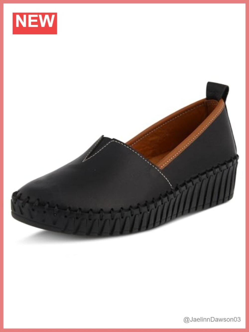Premium Leather Slip-On Loafer with Elastic V-Cut Vamp and Rubber Wedge